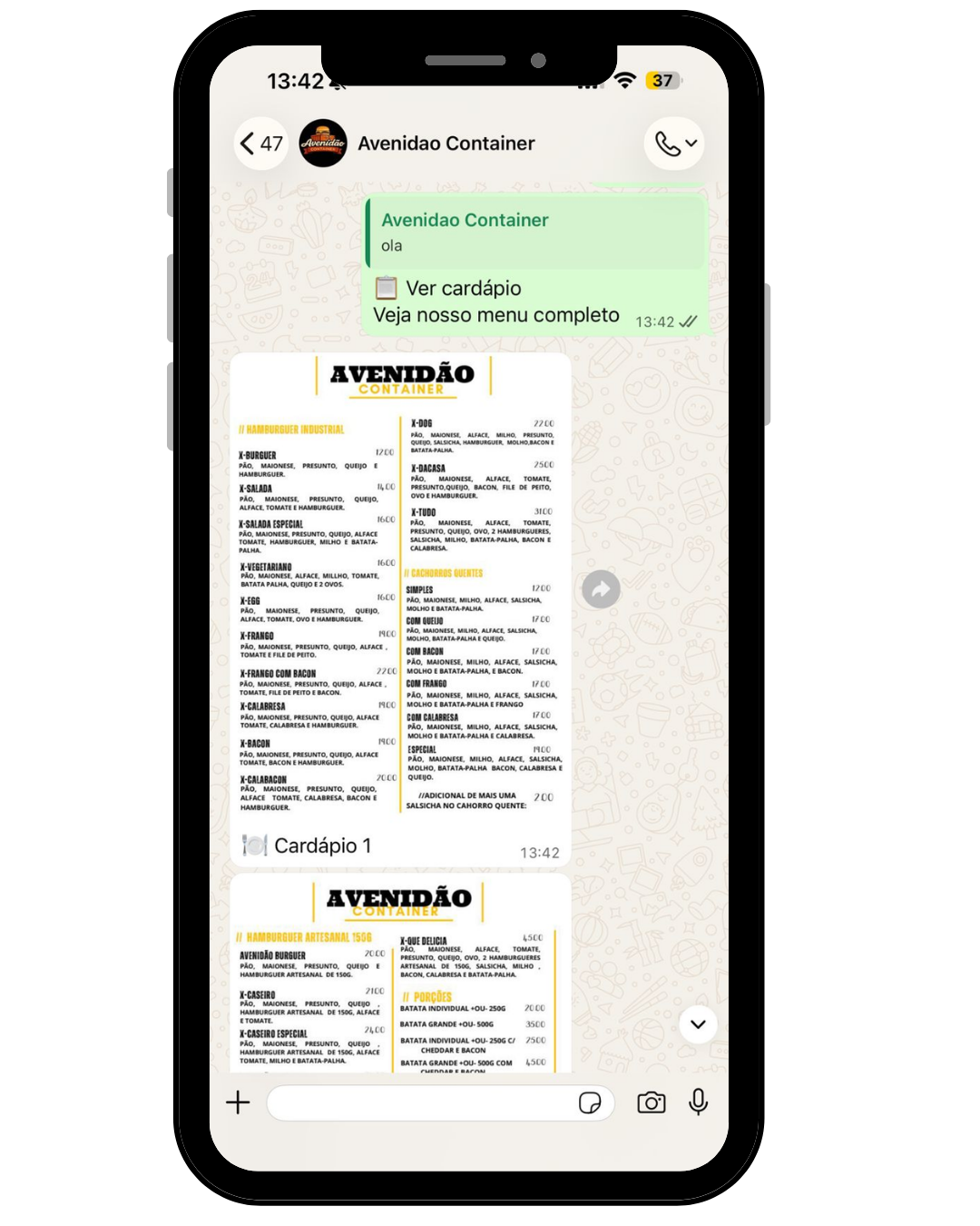 Bot WhatsApp - cardápio