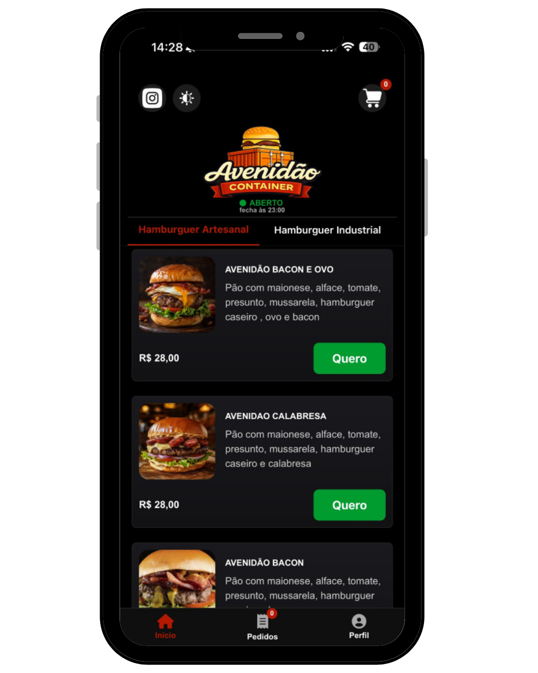 Cardápio