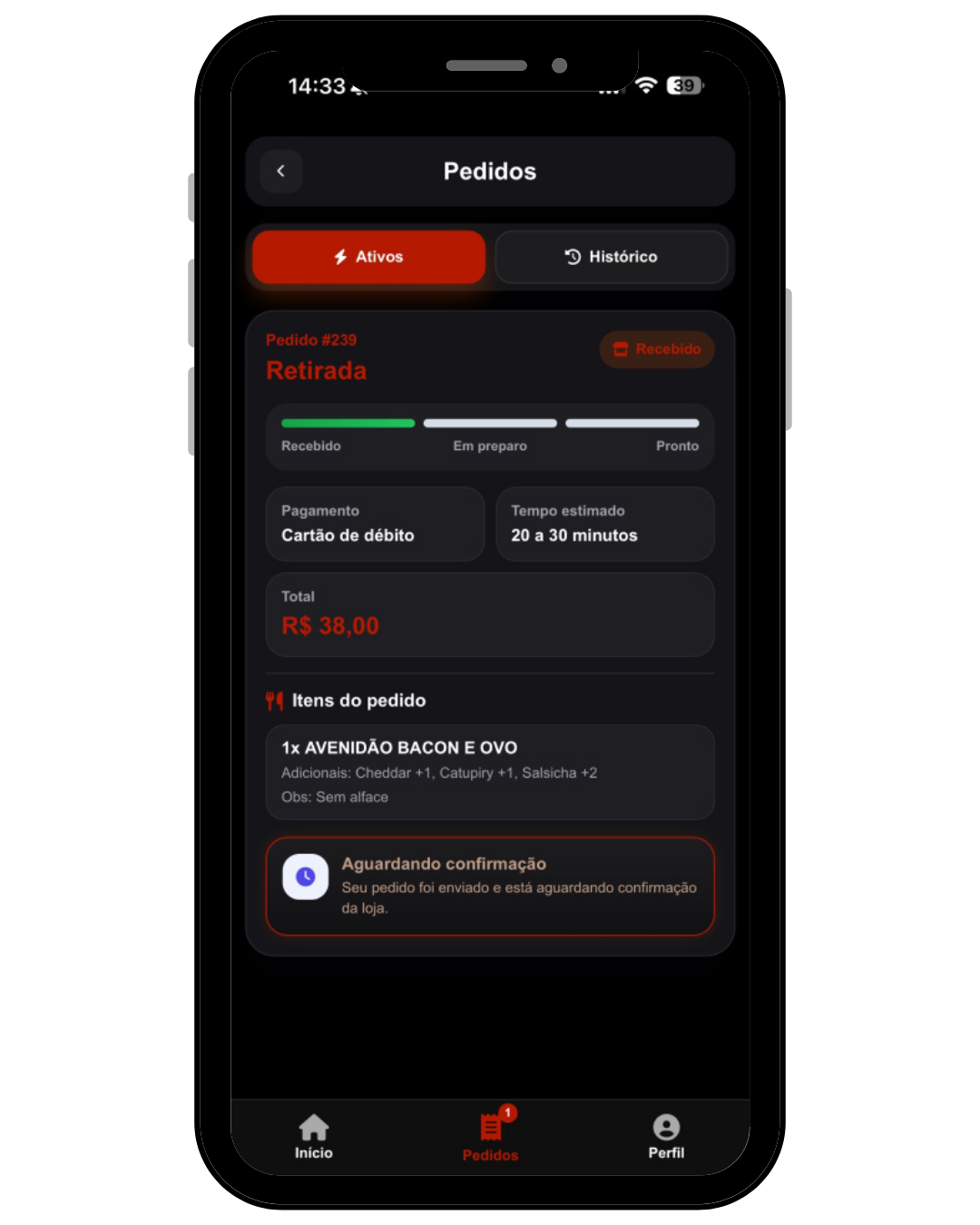Status do pedido
